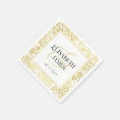 Luxus Blüh Chic Winter White and Gold Hochzeit Serviette (Ecke)