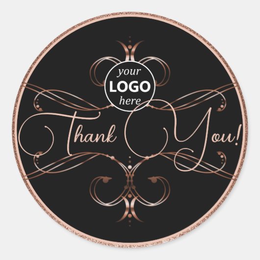 Luxus Blüh Rose Gold Danke Labels Logo Runder Aufkleber (Vorderseite)