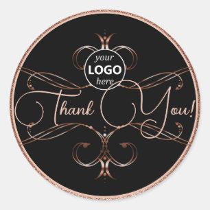 Luxus Blüh Rose Gold Danke Labels Logo Runder Aufkleber