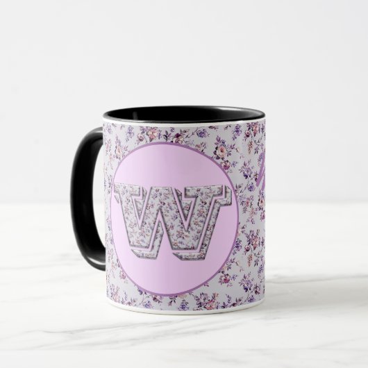 Luxus-Blume Monogram W Tasse (Vorderseite Links)