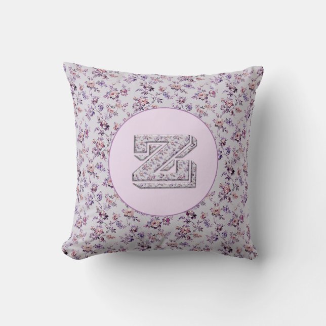 Luxus-Blume Monogram Z Kissen (Vorderseite)