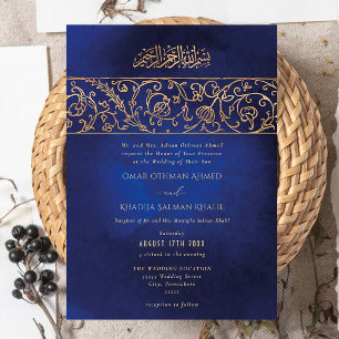 Luxus-Blumen-Gold-Blau Islamische Muslimische Hoch Einladung
