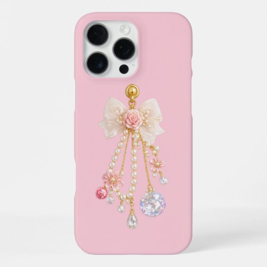 Luxus-Blumen-Schleife-Perlen-iPhone 16 Pro Max Hül iPhone Hülle (Rückseite)