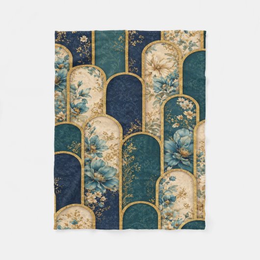 Luxus-Blumenbogen-Musterdecke mit blauer Blume Fleecedecke (Vorderseite)