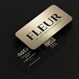 Luxus-Blumendesigner Fleur Schwarz Faux-Gold Flori Visitenkarte
