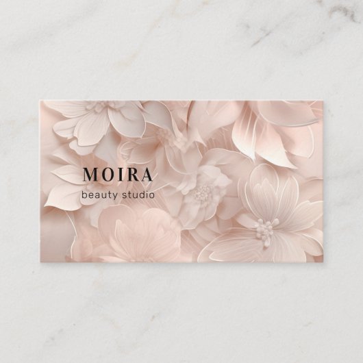 Luxus, Blush-Beige, Blume, Salon Ernennung Terminkarte (Vorderseite)