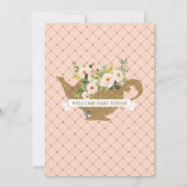 Luxus Blush Floral Girl Tee Party Babydusche Einladung (Rückseite)