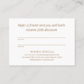 Luxus Blush PINK Bokeh Salon Wellness-Center Kunde Empfehlungskarte (Rückseite)