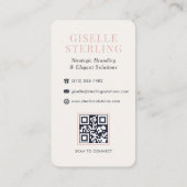 Luxus Blush Pink Monogram Navy Blue QR Code Visitenkarte (Rückseite)