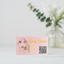 Luxus Blush Pink QR Code Beauty Business Card