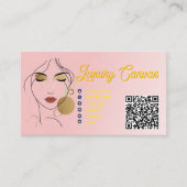 Luxus Blush Pink QR Code Beauty Business Card Visitenkarte (Vorderseite)