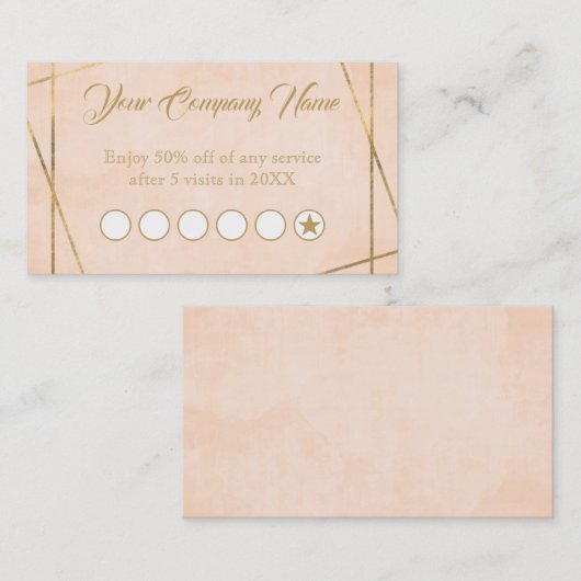 Luxus Blush Pink und Gold Kundenbindungskarte Treuekarte (Vorne/Hinten)