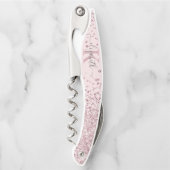Luxus Blush Rose Gold Glitzer Confetti Monogram Kellnermesser (Vorderseite)