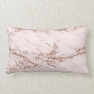 Luxus Blush Rose Rosa Glitzer Marmorwatte Lendenkissen