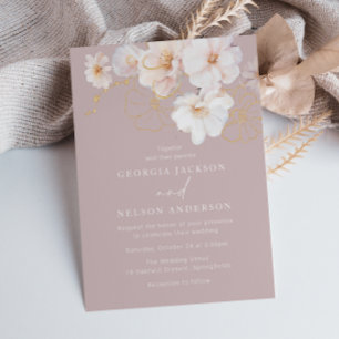 Luxus Blush Wildblumen GoldWedding Einladung