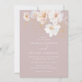 Luxus Blush Wildblumen GoldWedding Einladung (Vorderseite)