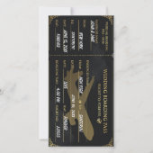 Luxus-Boarding-Pass im Design Schwarz & Gold als S Save The Date (Vorderseite)