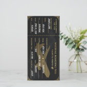 Luxus-Boarding-Pass im Design Schwarz & Gold als S Save The Date (Stehend Vorderseite)