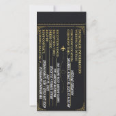 Luxus-Boarding-Pass im Design Schwarz & Gold als S Save The Date (Rückseite)