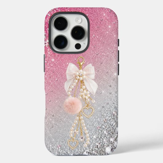 Luxus-Bogen-Perlen-iPhone 16 Pro Hülle Ästhetik (Rückseite)