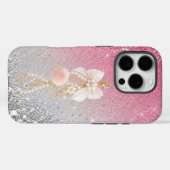 Luxus-Bogen-Perlen-iPhone 16 Pro Hülle Ästhetik (Rückseite (Horizontal))
