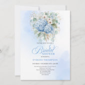 Luxus-Boho-Blau-Hortensien-Braut-Party-Einladung Einladung (Vorderseite)