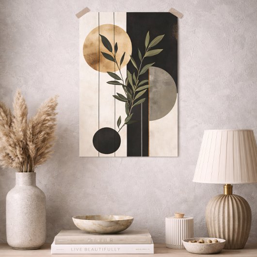 Luxus-Boho-Botanik-Geometrie-Minimal-Schwarz-Gold Poster