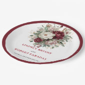 Luxus Boho Burgund Floral Gold Teller (Schrägansicht)