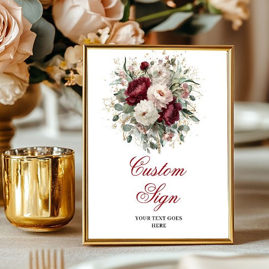 Luxus-Boho-Burgunder-Blumen-Goldschild Poster