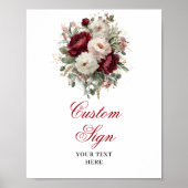 Luxus-Boho-Burgunder-Blumen-Goldschild Poster (Vorne)