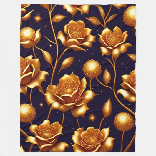 Luxus Boho Gold Rose Moderne Kollektion Fleecedecke (Vorderseite)