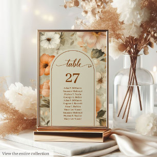 Luxus-Boho-Rost-Ivory-Sage-Blumen-Tischnummer Tischnummer