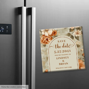 Luxus Boho Rostig Elfenbein Salbei Floral "Save th Magnet