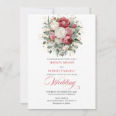 Luxus-Boho-roter-Blush-Grün-Hochzeitskarten Einladung (Vorderseite)
