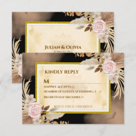 Luxus-Boho-Schwarz und Gold-RSVP-Karte RSVP Karte
