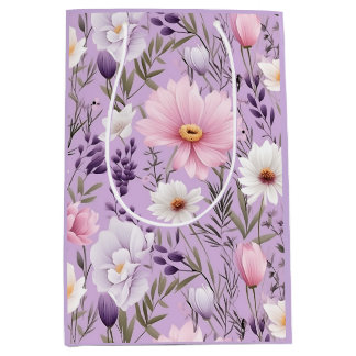 Luxus-Boho-Wasserfarbe-Blumen-Mittel-Elegant Mittlere Geschenktüte