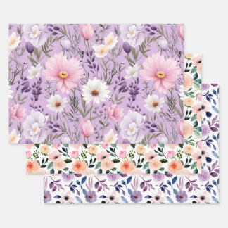 Luxus Boho Wasserfarbe Floral Geschenk Geschenkpapier Set