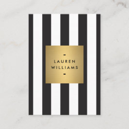 Luxus Bold Black and White Stripes Gold Box Große Visitenkarte