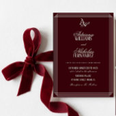 Luxus-Bordeaux-Monogramm-Hochzeit Einladung