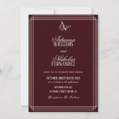 Luxus-Bordeaux-Monogramm-Hochzeit Einladung (Vorderseite)