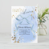 Luxus Botanical Blue Brautparty Party Einladung (Stehend Vorderseite)