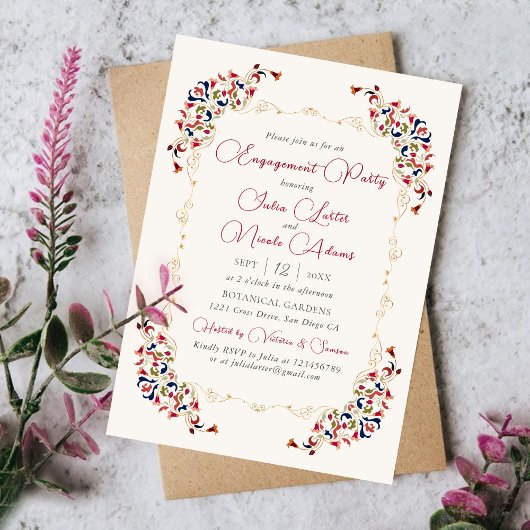 Luxus Botanical Floral Paisley Engagement Party Einladung