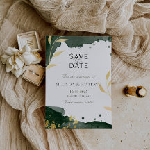 Luxus Botanical Green Save the Date Wedding Card