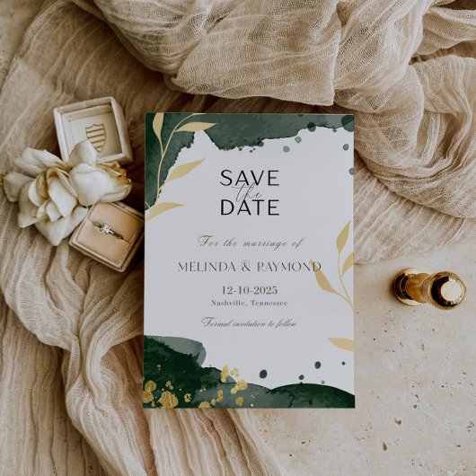 Luxus Botanical Green Save the Date Wedding Card Einladung