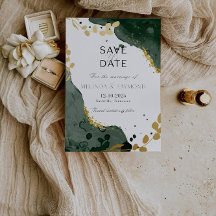 Luxus Botanical Green Save the Date Wedding Card