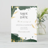 Luxus Botanical Green Save the Date Wedding Card Einladung (Stehend Vorderseite)
