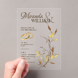 Luxus-Botanik-Gold-Hochzeit Acryleinladungen