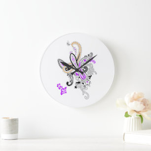 Luxus-Botanik-Paisley-Kollektion Große Wanduhr