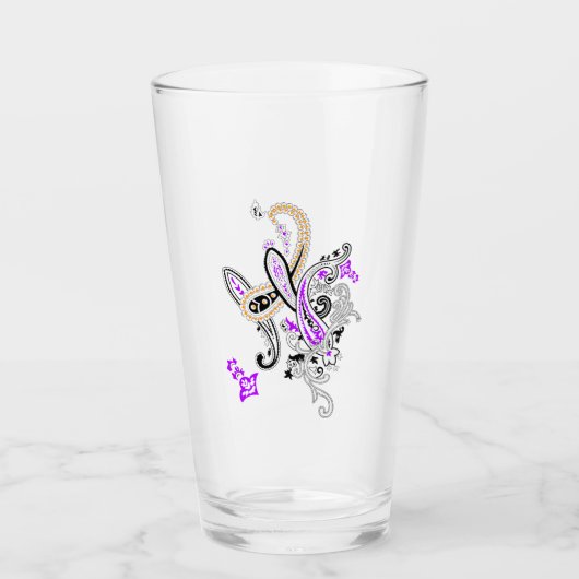 Luxus-Botanik-Paisley-Trinkglas Glas (Vorderseite)