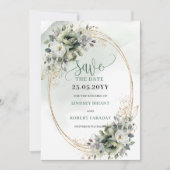 Luxus Botanische Grünpflanzen Gold Save The Date K (Vorderseite)